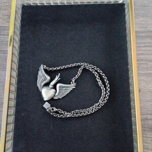 Winged Heart Silver Necklace
